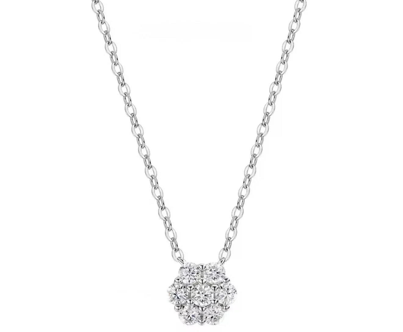 0.7CT Flower Pendant Necklace