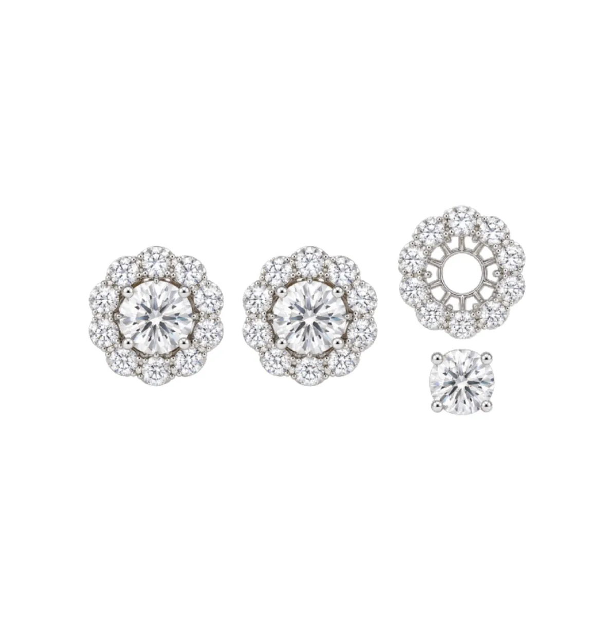1.5cttw 2-in-1 Halo Stud Earrings With Removable Jackets