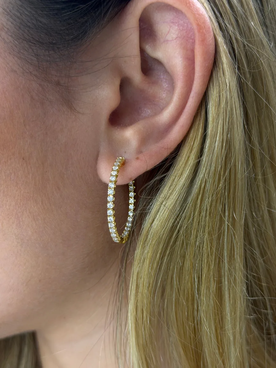 1.6CT Hoop Earrings worn