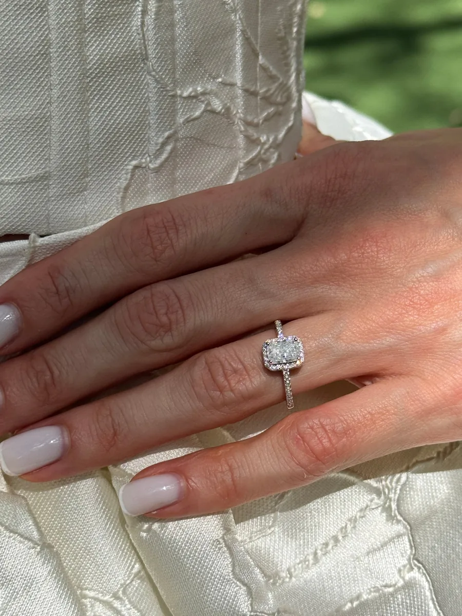 2 Carat Radiant Cut Ring worn