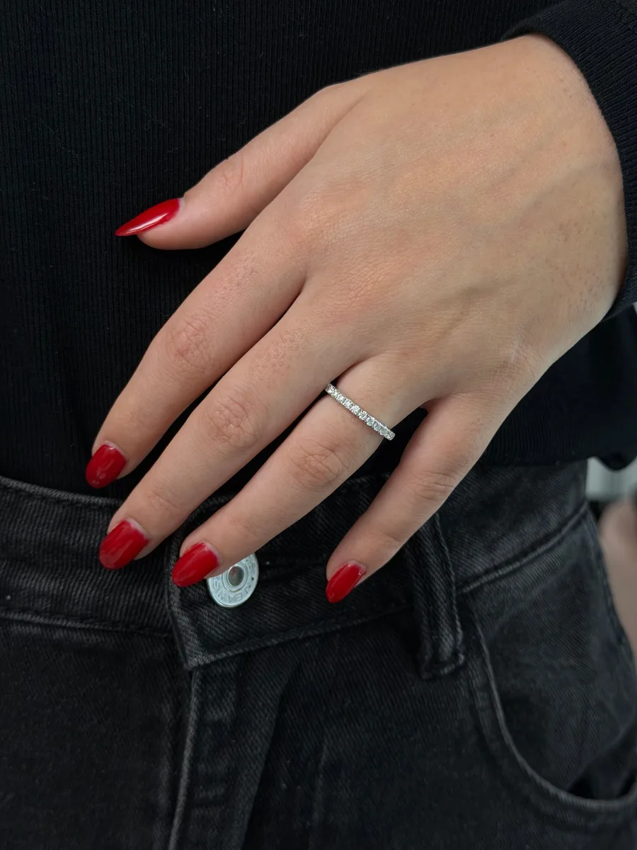 2mm half eternity ring worn