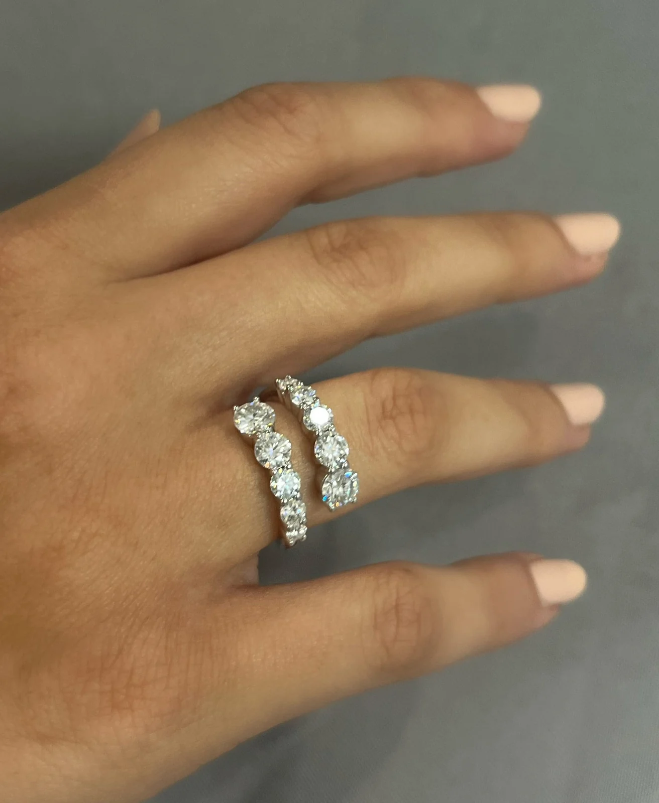 3.26CT Wrap Graduated Ring worn