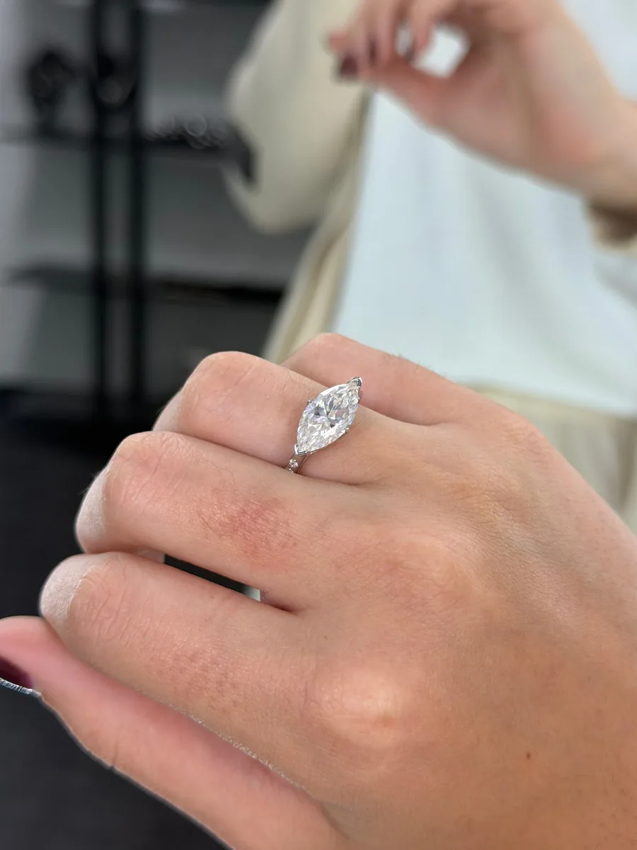 3CT Marquise Solitaire Ring worn