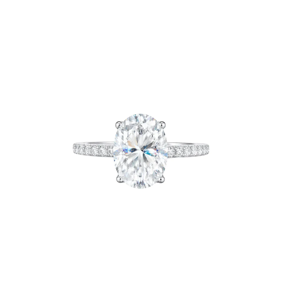 3CT Oval Cut Engagement Ring with Pavé Band
