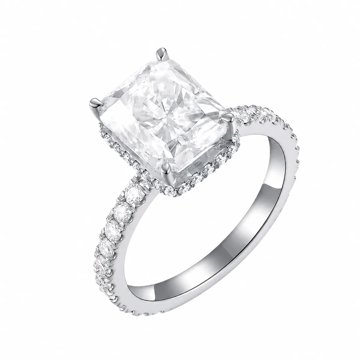 4CT Radiant Cut Ring - 18k Solid Yellow Gold
