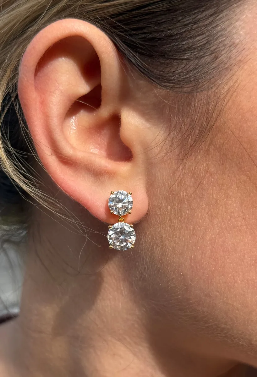 5cttw Double Drop Earrings worn