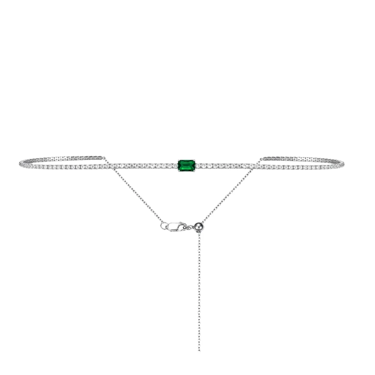 Adjustable Emerald Tennis Choker Necklace