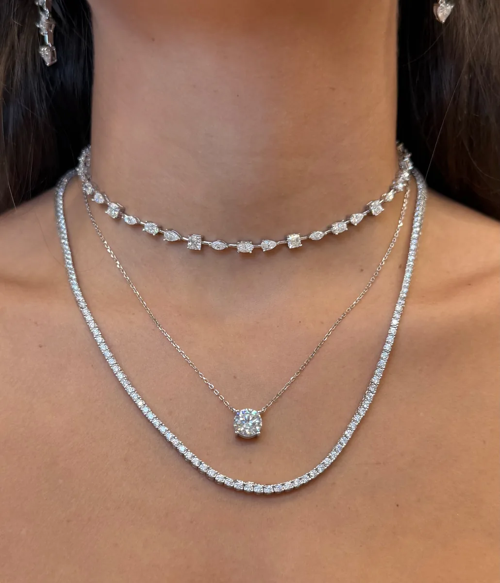 Adjustable Multi-Cut Tennis Choker Necklace