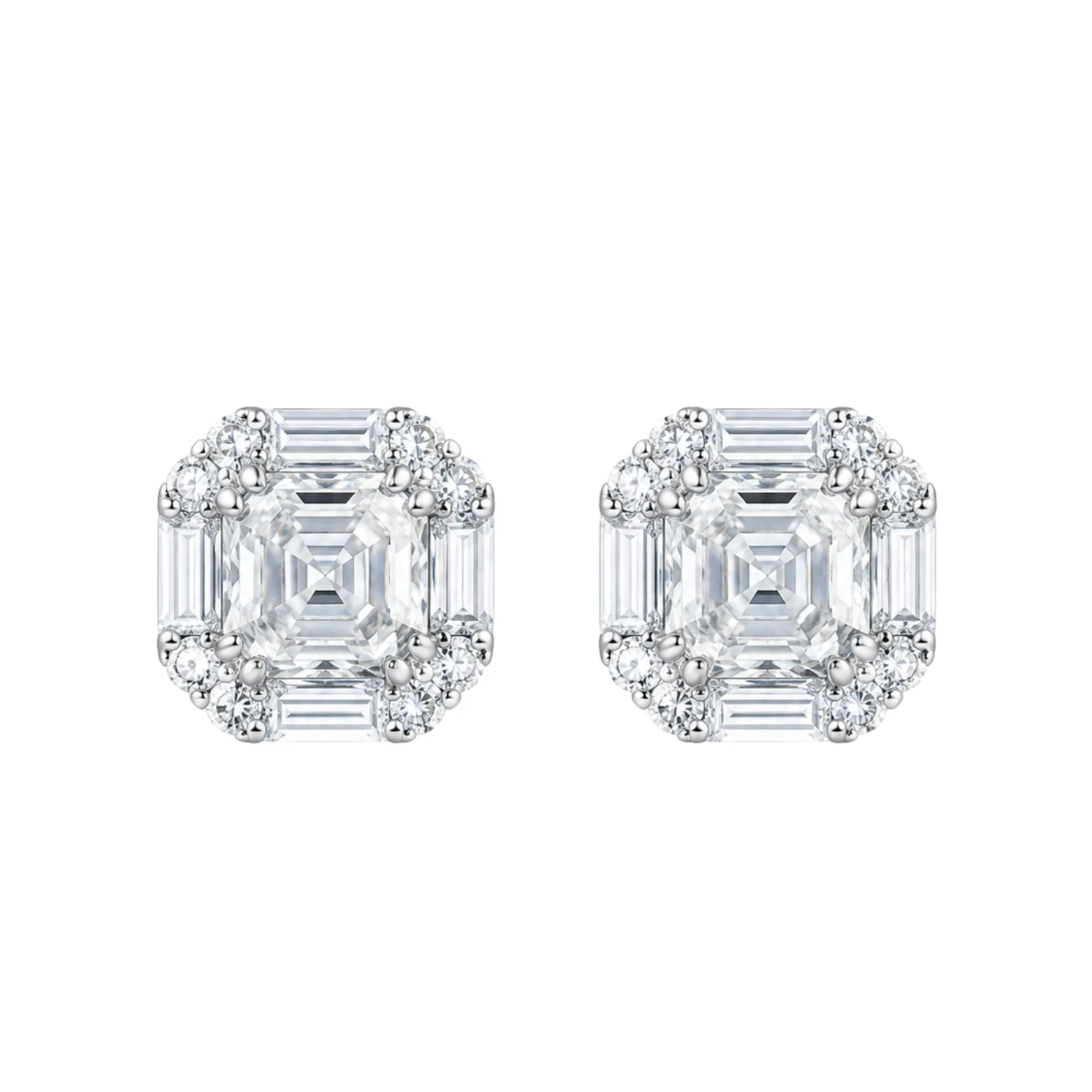 Asscher Cluster Stud Earrings
