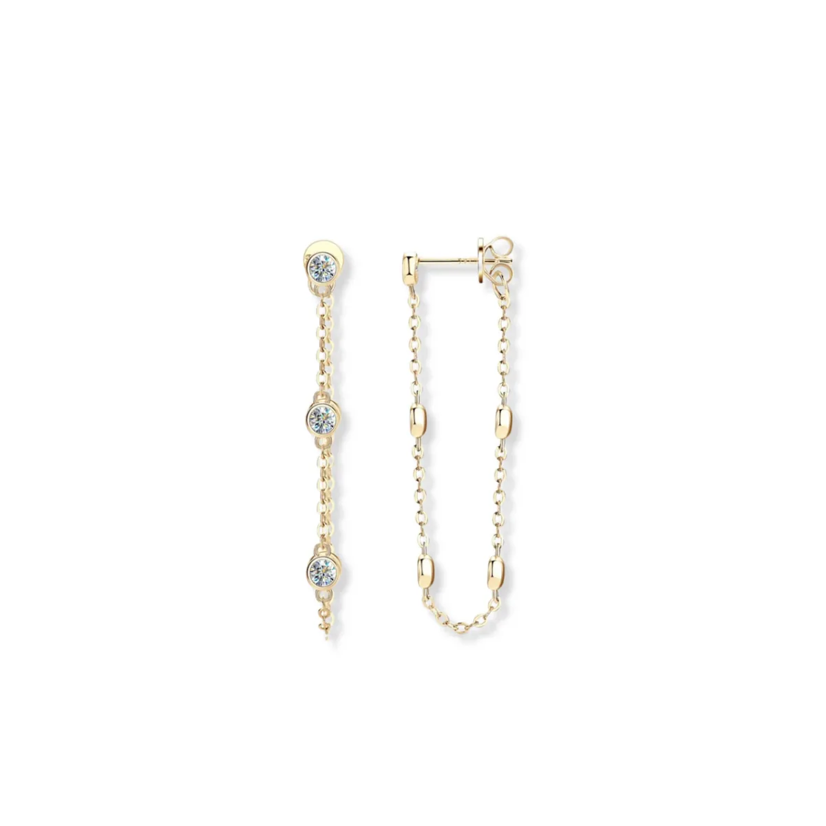 Bezel Chain Loop Earrings