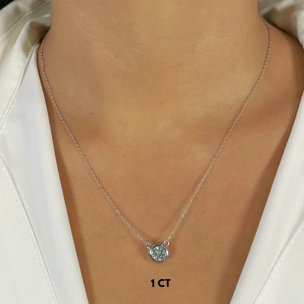 Bezel Solitaire Necklace worn