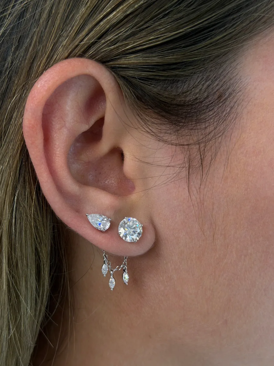 Chain Ear Jacket for Earrings worn