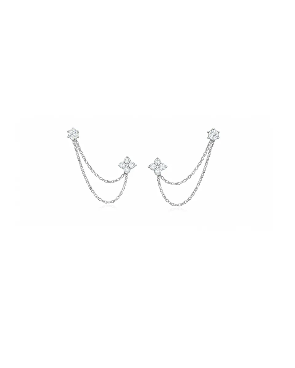 Clover Chain Stud Earrings