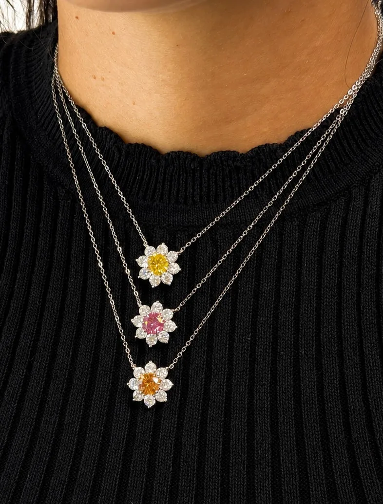 Colorful Flower necklace worn