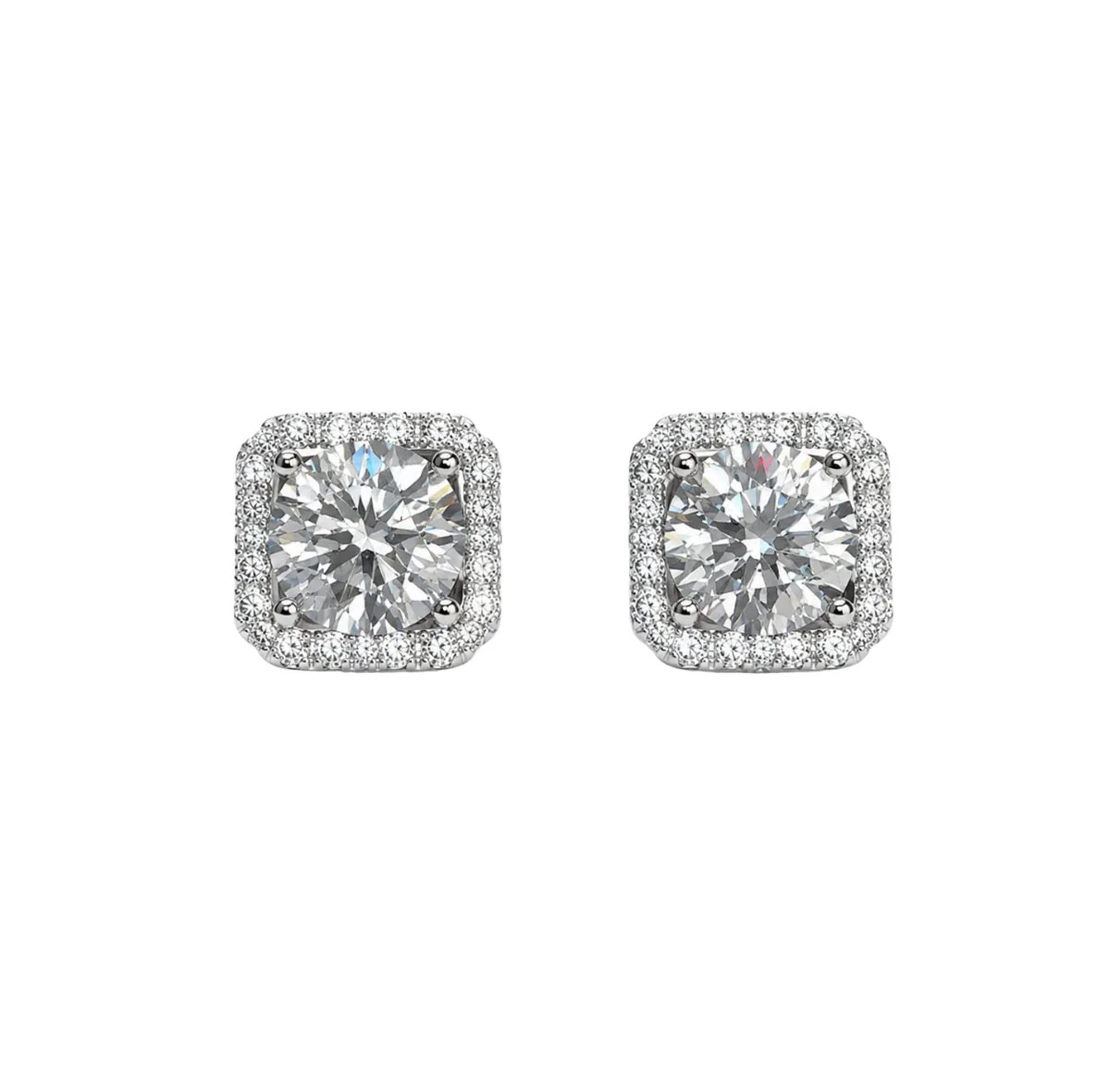 Cushion Halo Stud Earrings