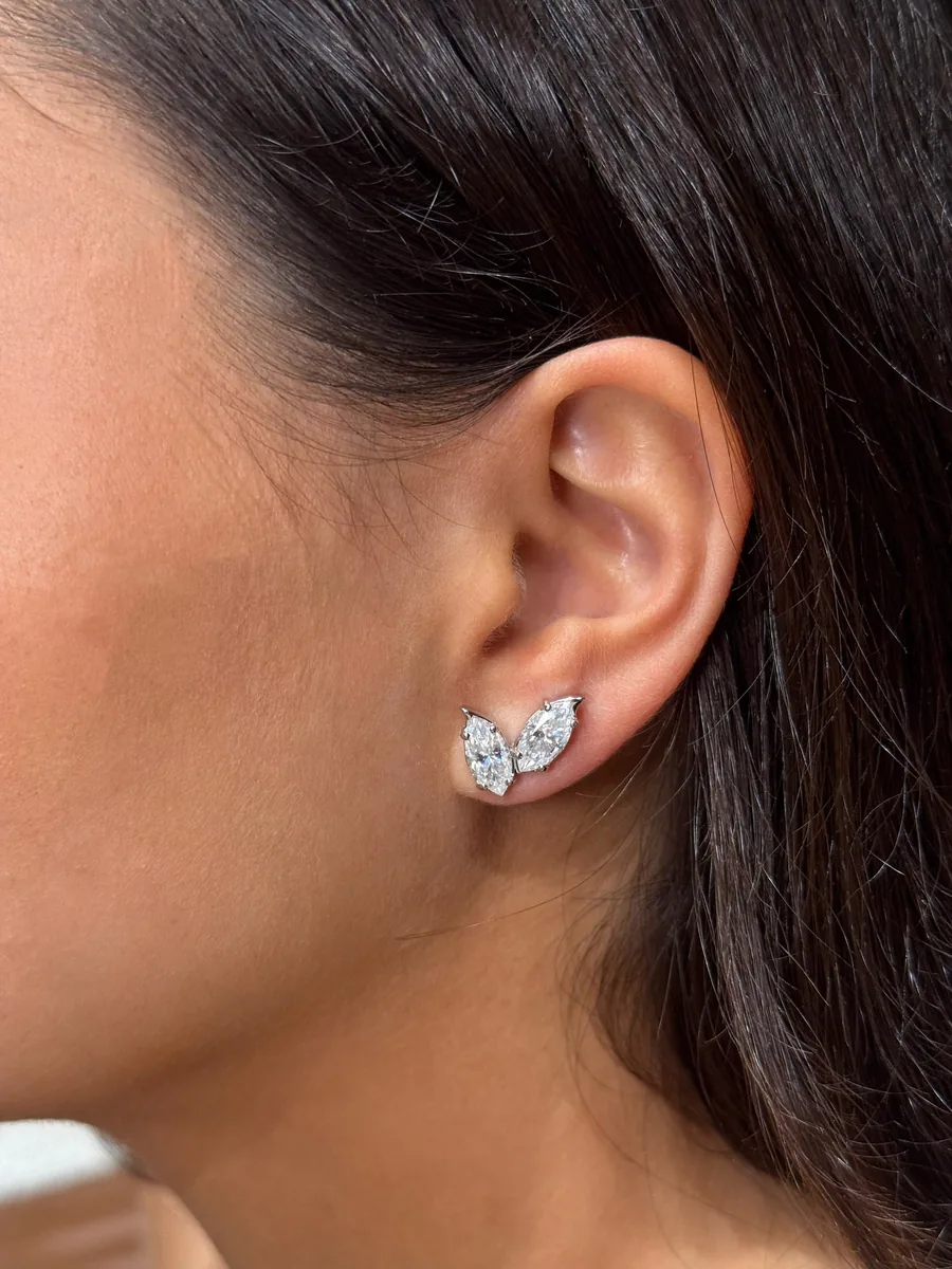 Double Marquise-Cut Stud Earrings worn