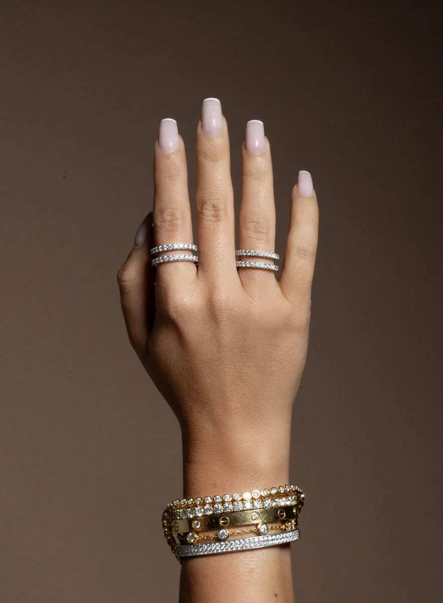 Double Row Band Ring worn