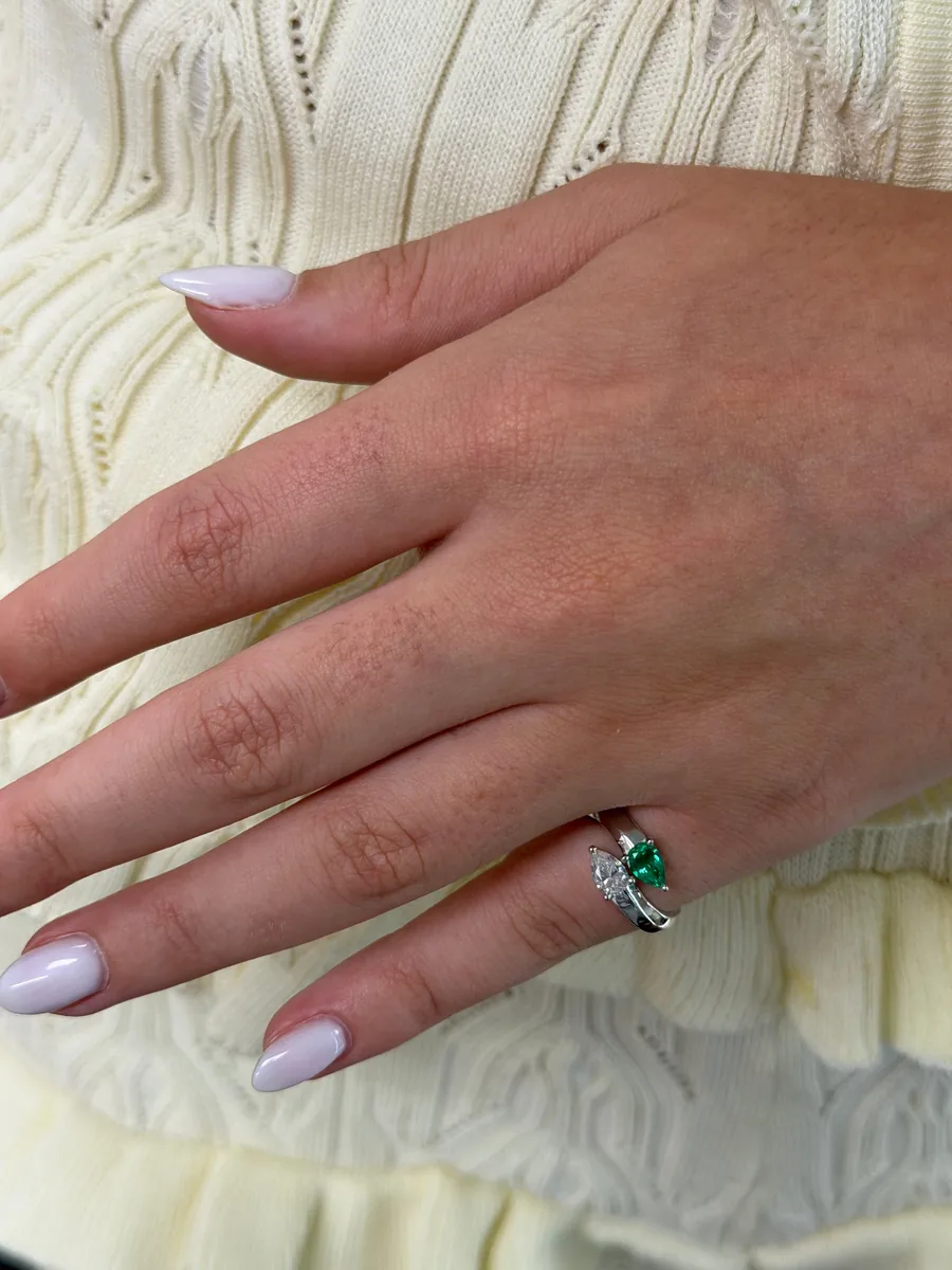 Dual Gemstone Pear Ring - Pinky Ring worn