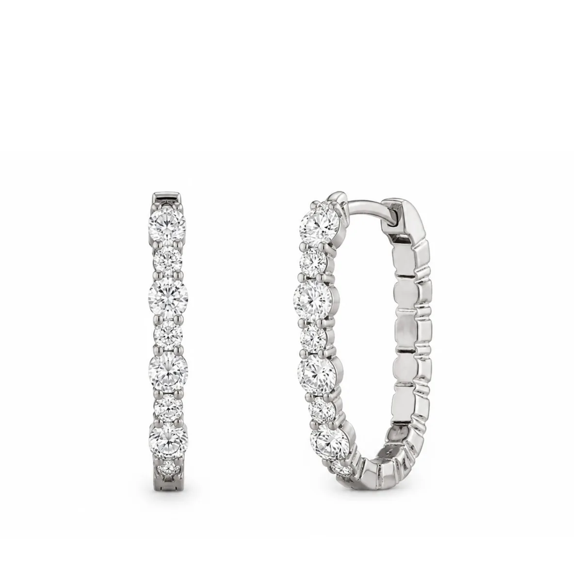 Elongated small Oval Inside-Out Hoops Earrings