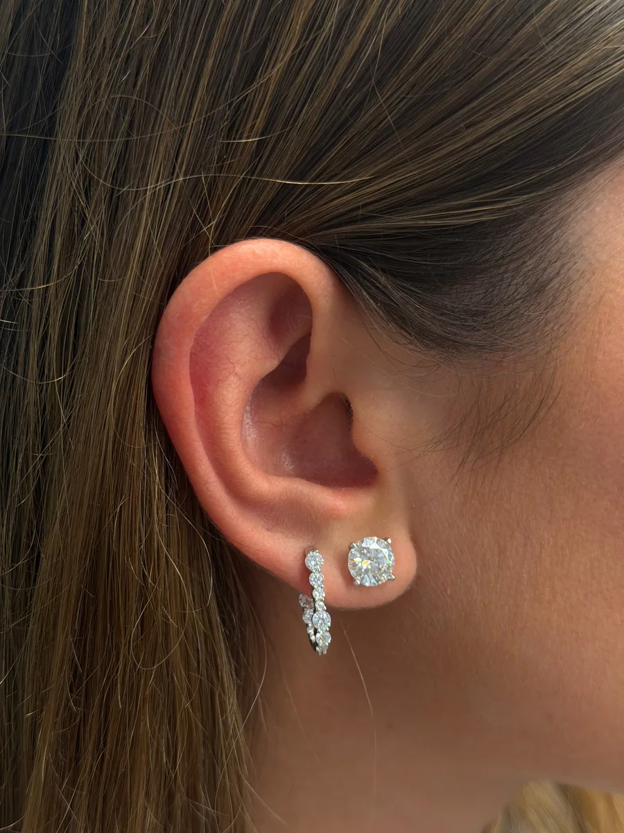 Elongated small Oval Inside-Out Hoops Earrings worn