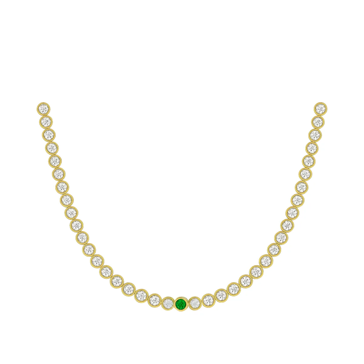 Emerald Bezel Set Necklace