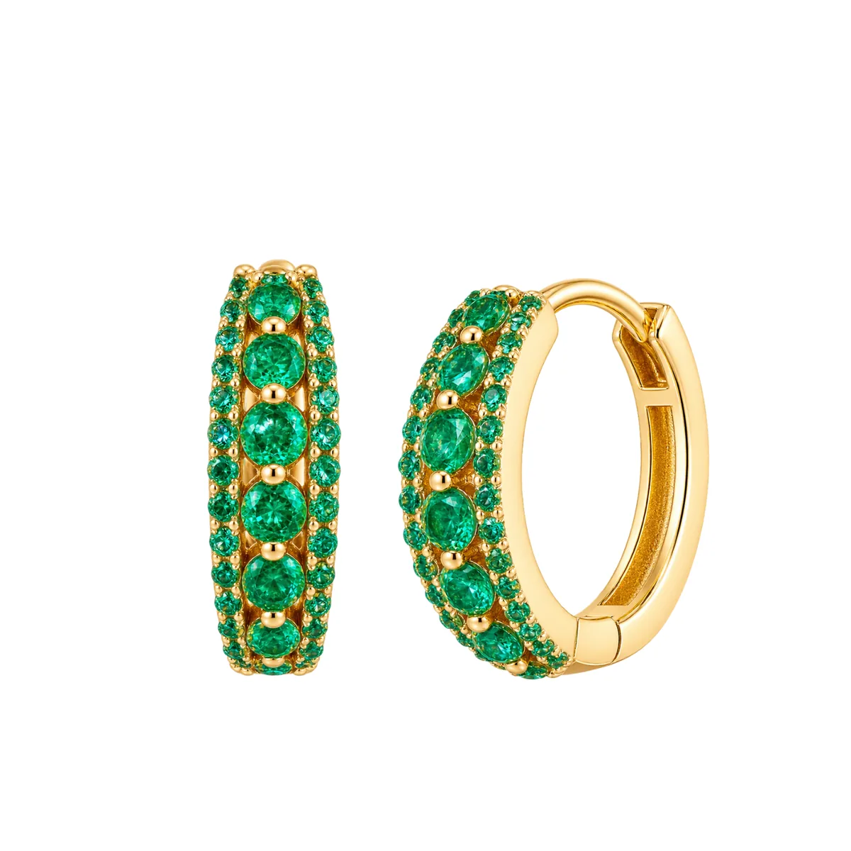 Emerald Pavé Hoop Earrings