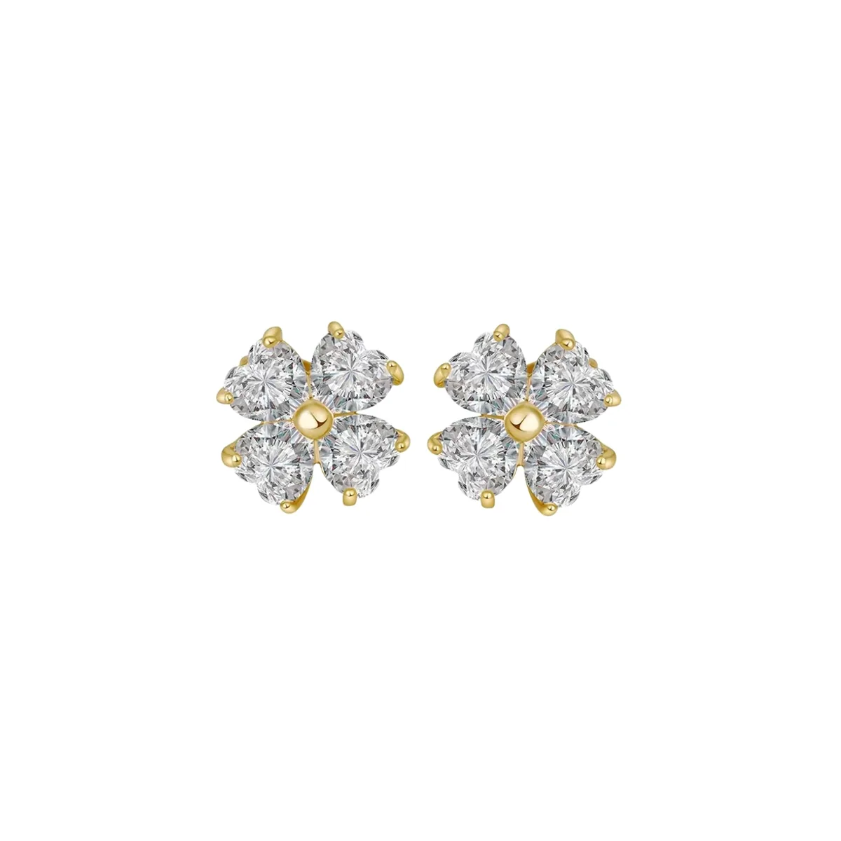 Heart-Cut Flower Stud Earrings