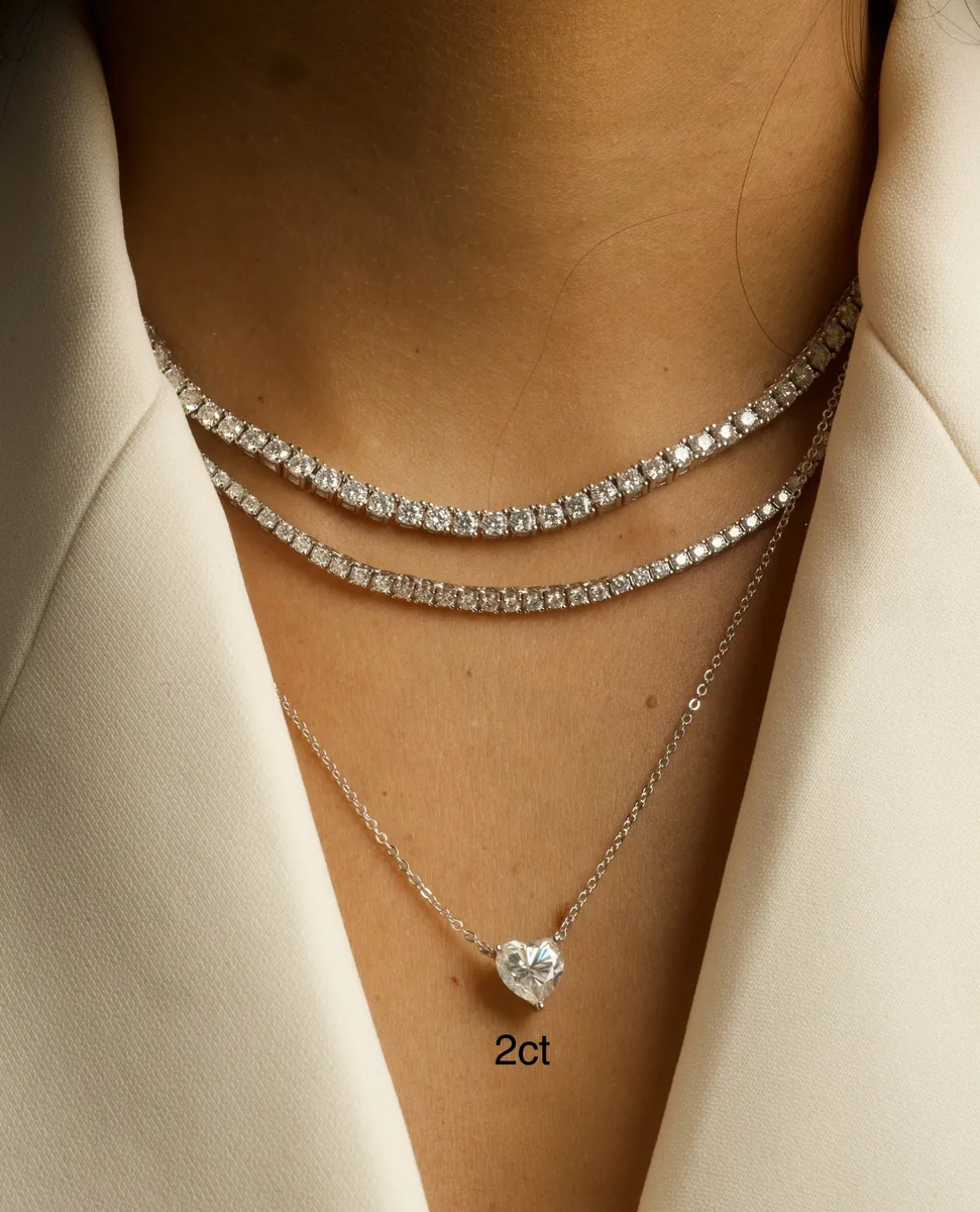 Heart Solitaire Necklace worn