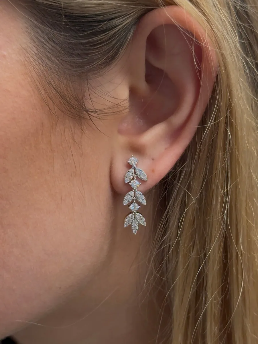 Leaf Drop Earrings worn