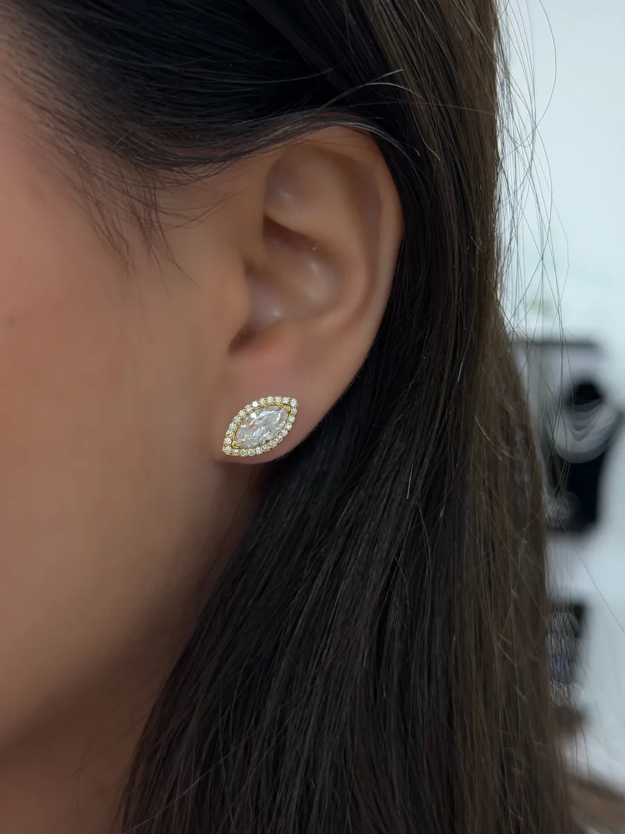 Marquise Halo Earrings worn