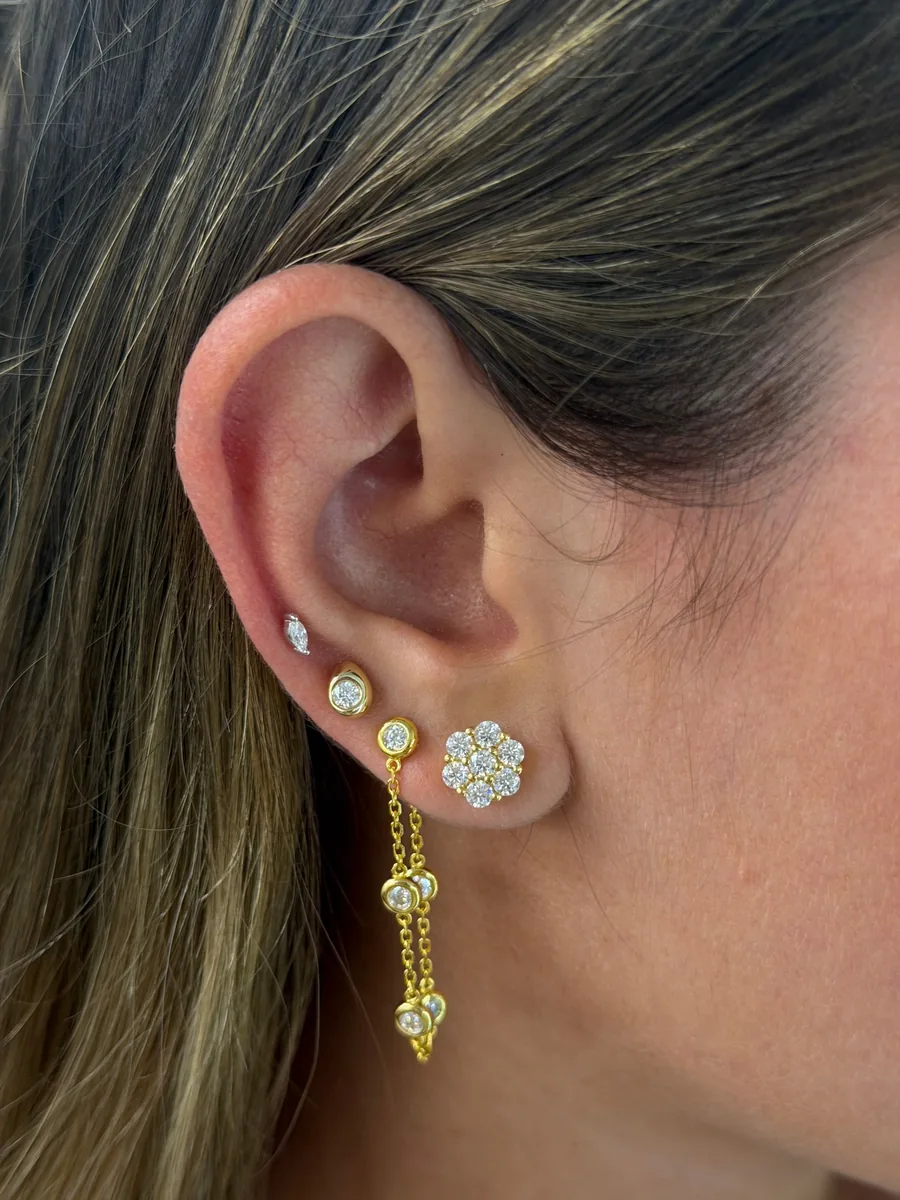 Marquise piercing earrings worn