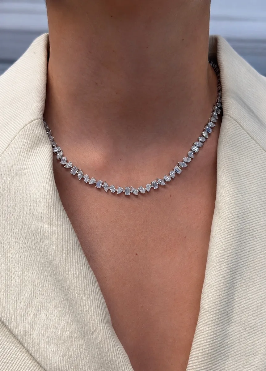 Multi-Cut Tennis Necklace worn