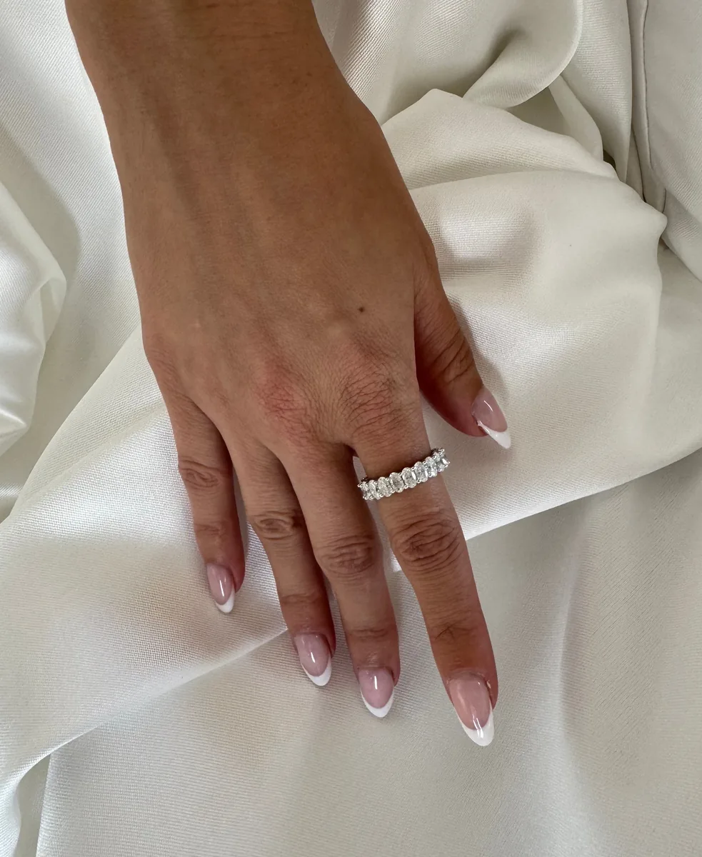 Oval Cut Eternity Ring worn