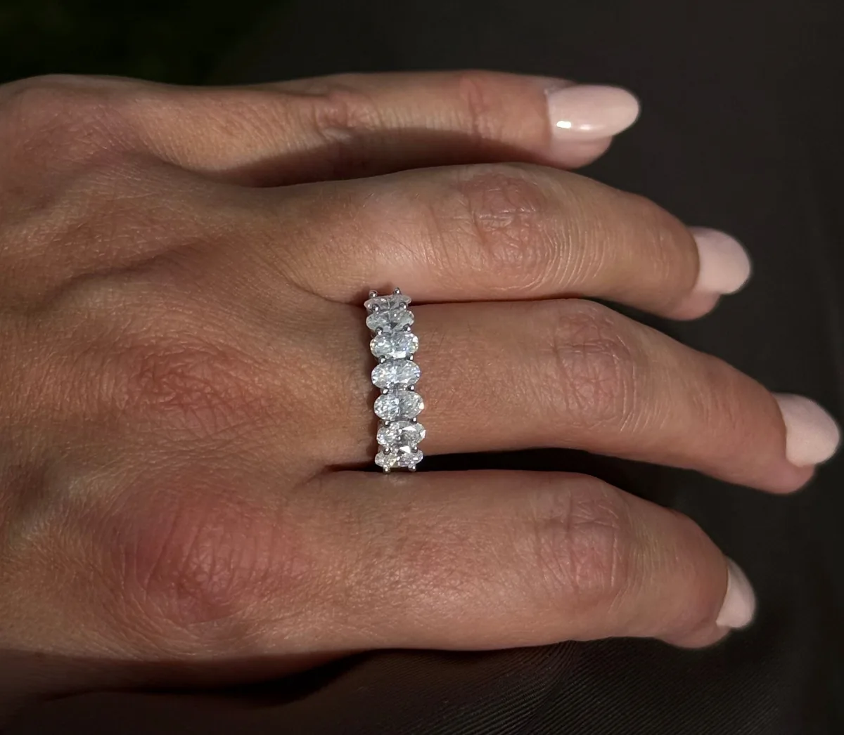 Oval Cut Half Eternity Ring worn