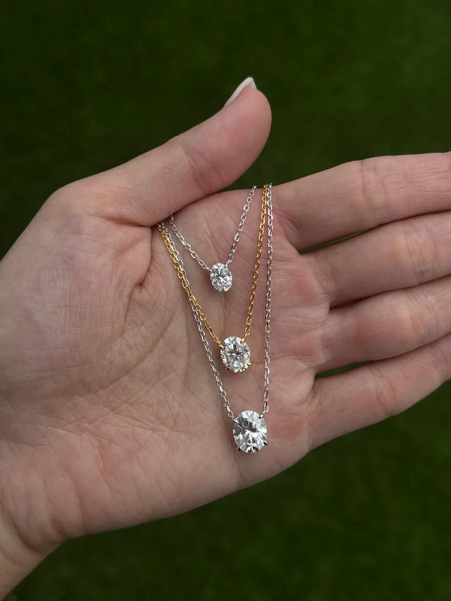 Oval Cut Solitaire Pendant Necklace worn