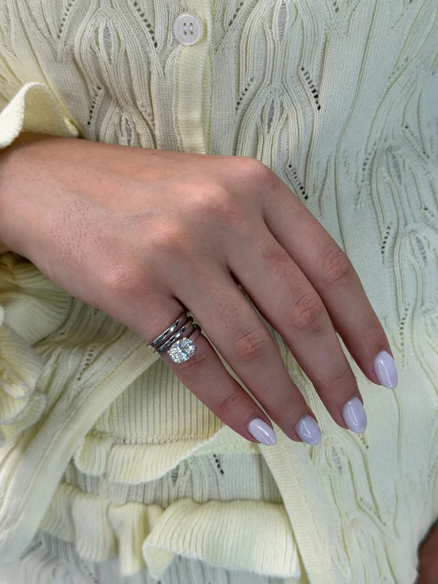 Oval Cut Spiral Ring - Pinky Ring worn
