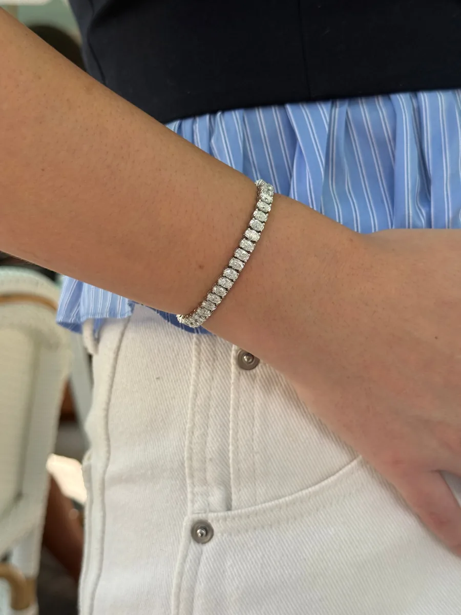 Oval Tennis Bracelet worn