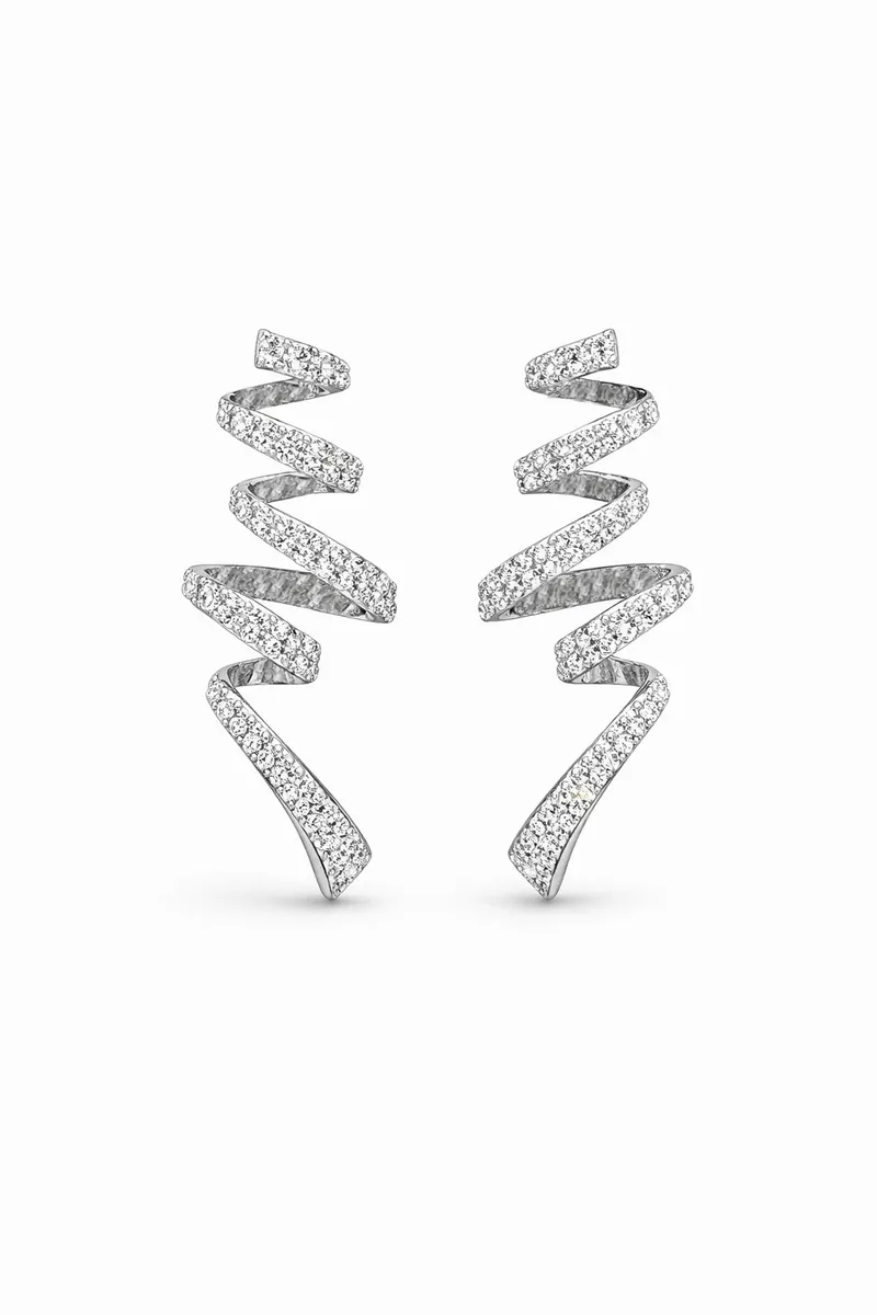 Pavé Spiral Drop Earrings