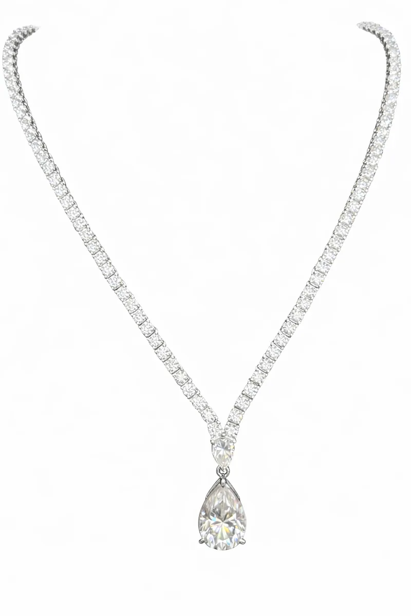 Pear Drop Tennis Necklace