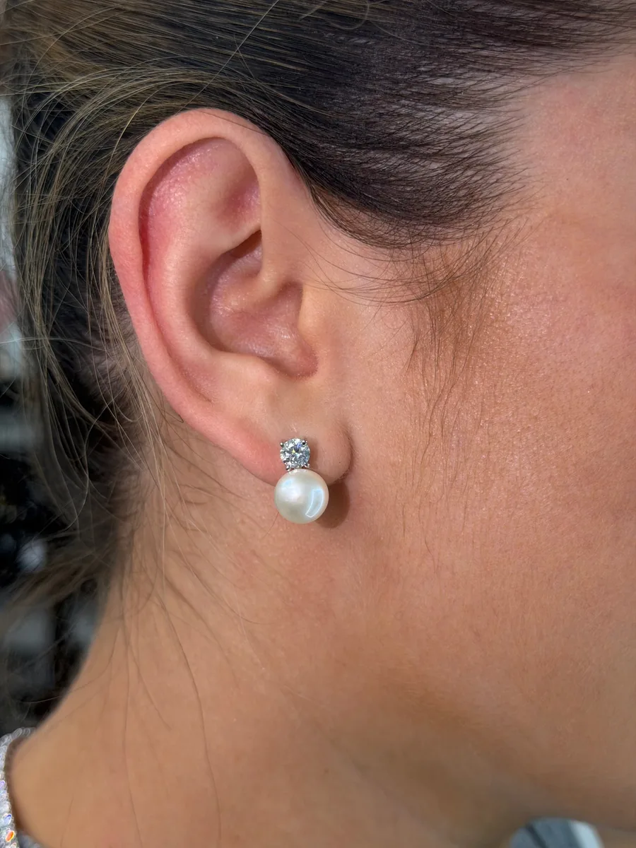 Pearl Stud Earrings worn