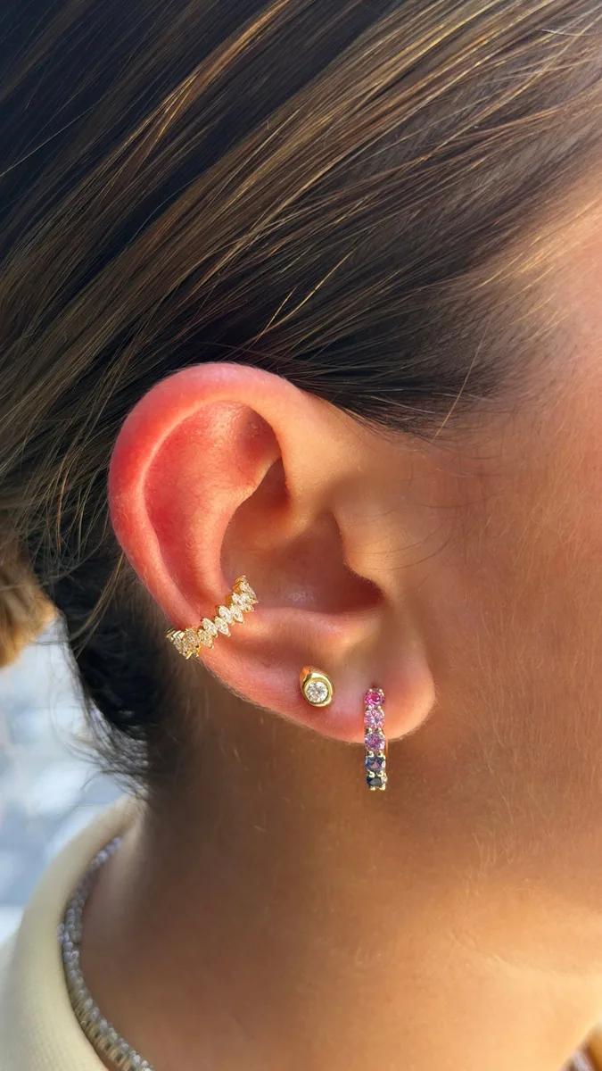 Reversible Rainbow & Star Hoop Earrings worn
