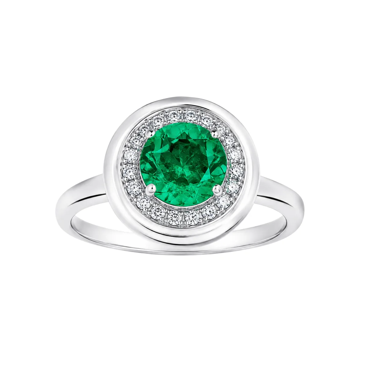 Round Emerald Halo Ring