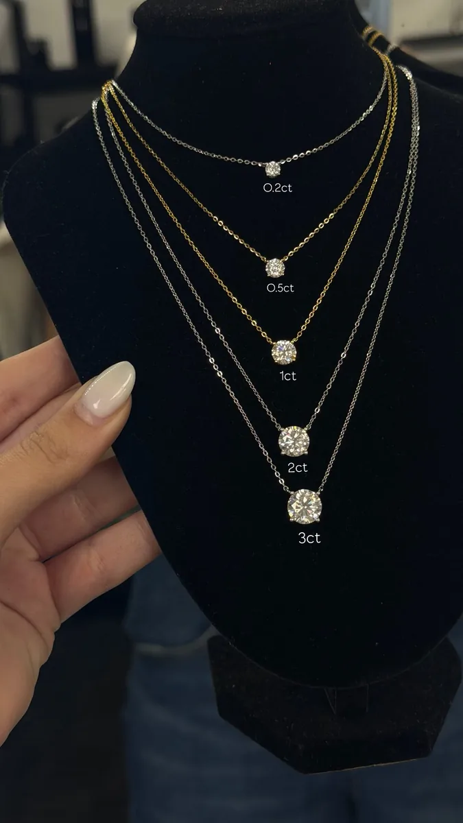 Round Solitaire Necklace worn