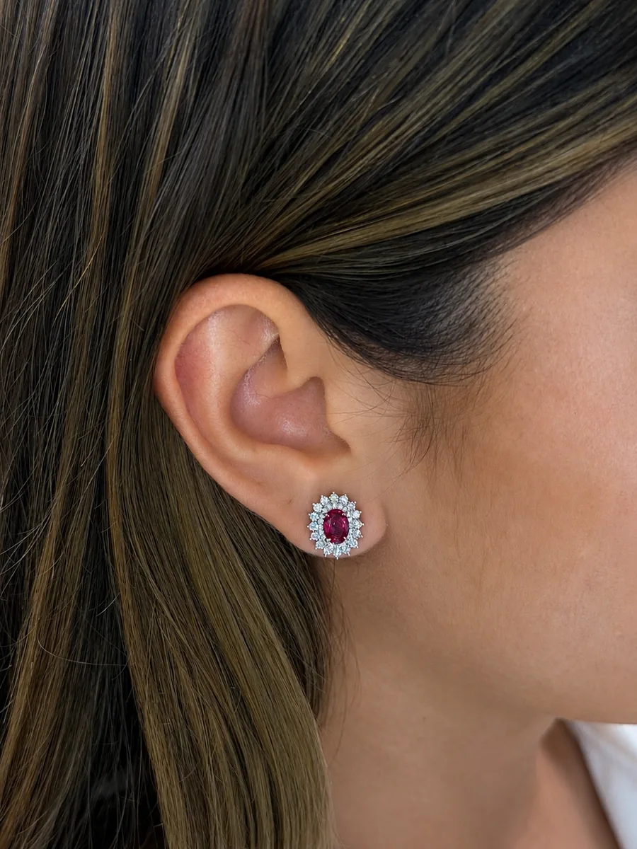 Ruby Mirage earrings worn