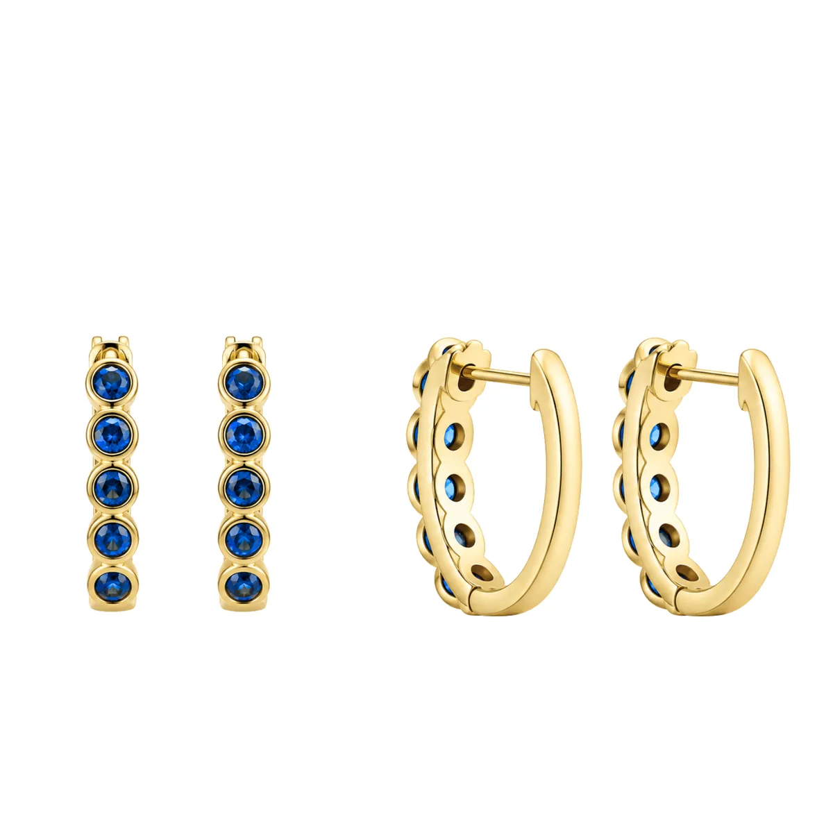 Sapphire Bezel Hoop Earrings
