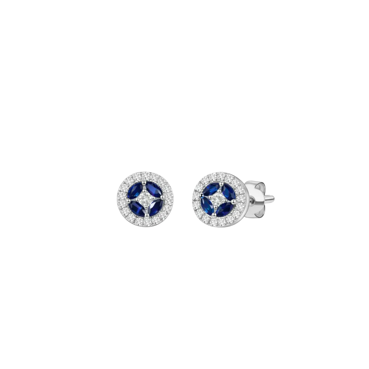Sapphire Cluster Halo Earrings