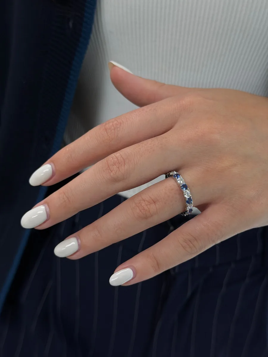 Sapphire eternity Band Ring worn