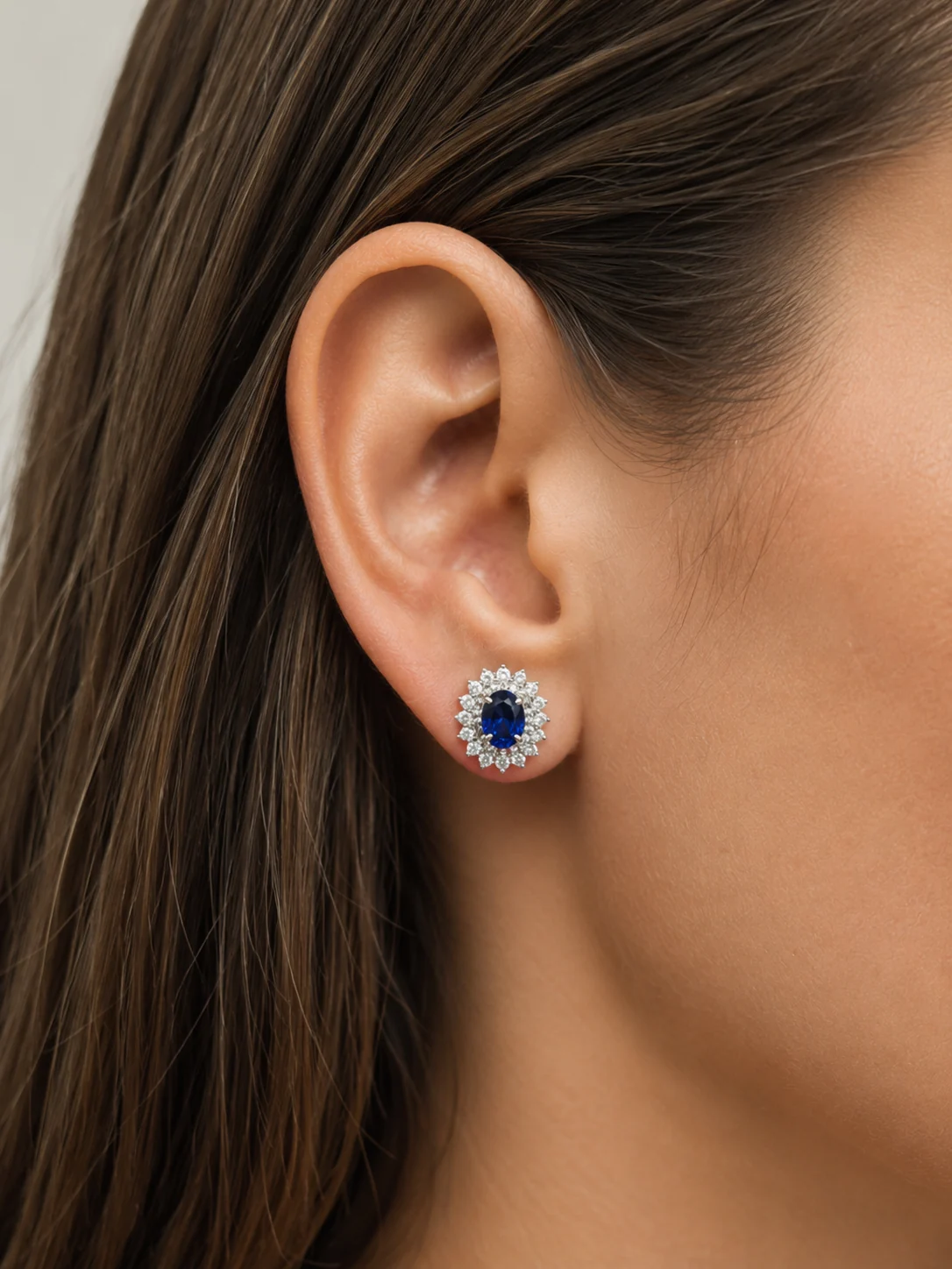 Sapphire Mirage earrings worn