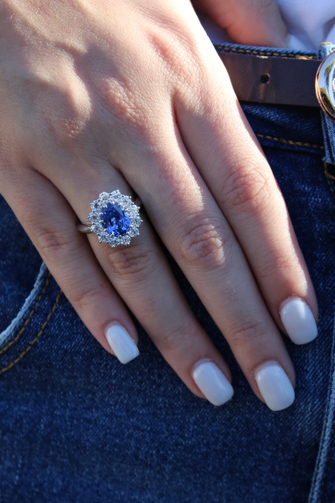 Sapphire Mirage Ring worn