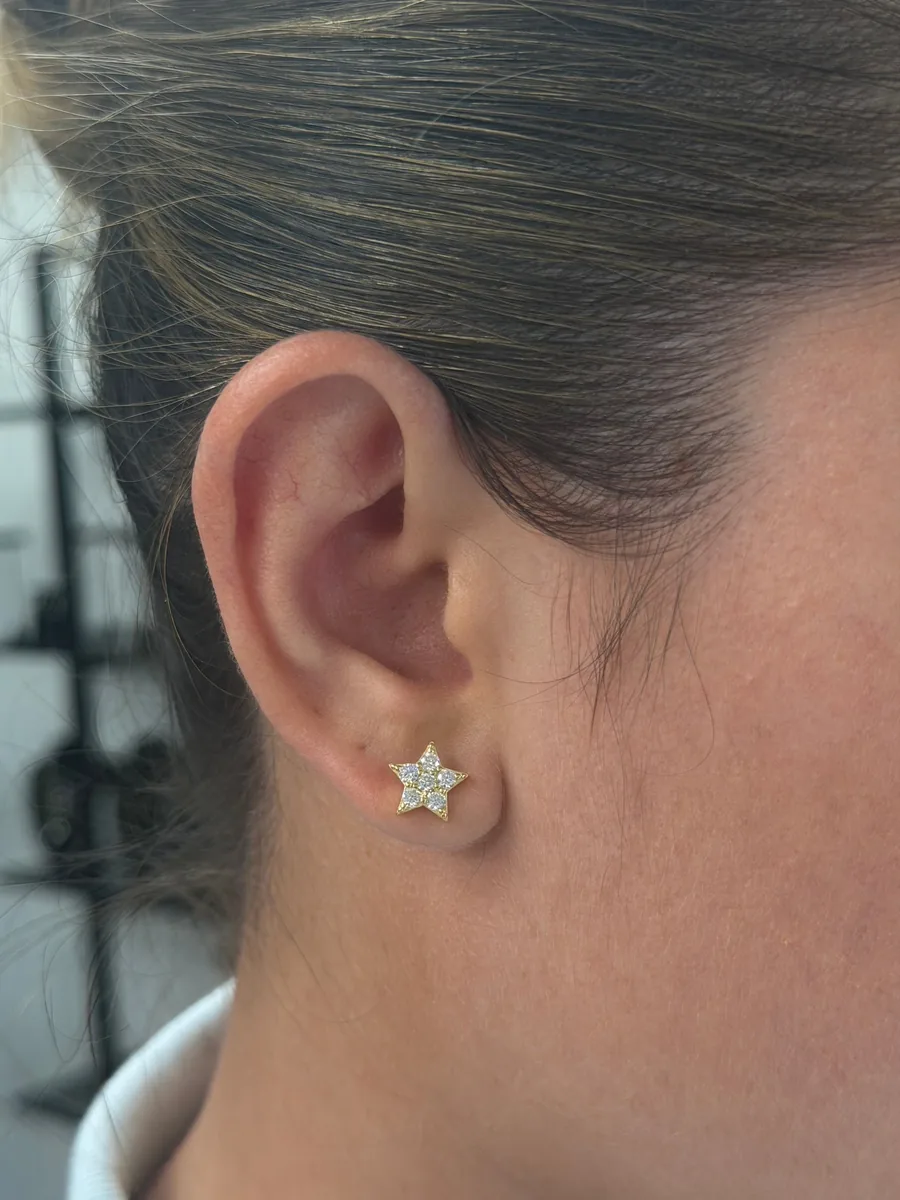 Star pave earrings worn